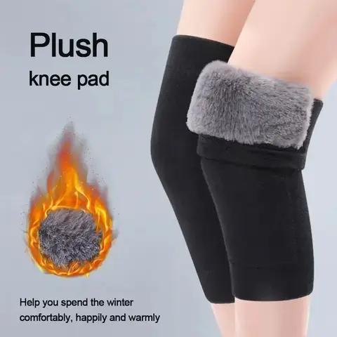 Winter Warm Knee Joint Pain Arthritis Rabbit Fur Knee Breathable Elastic Windproof Knee Protector Women Men Cold Leg Kneepad