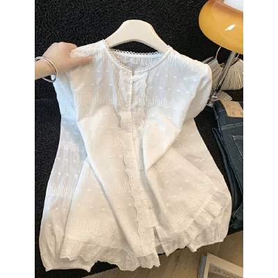 

Новая китайская женская свободная блузка с кружевной отделкой, молодежная, из хлопка, с длинными рукавами, кардиган, уникальный модный топ для лета