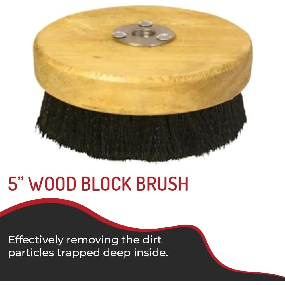 5 Medium Stiff Bristle Wood Block Brush for Carpet and Upholstery Cleaning - Ideal for Auto Detailing and Home Office Use