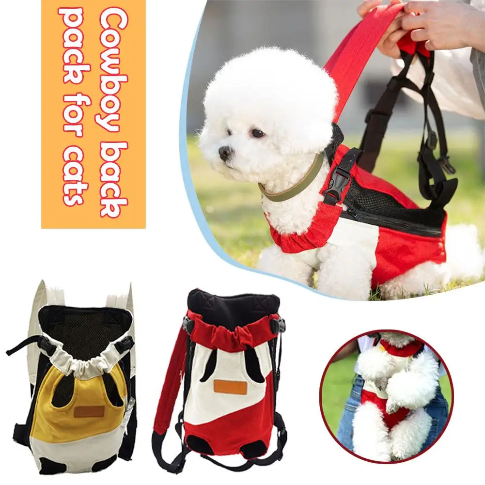 S/M/L Cute Double Shoulder Breathable Travel Portable Backpack Four-legged Tra White/White Chest And Dogs Outing Cats Red Y B2I3