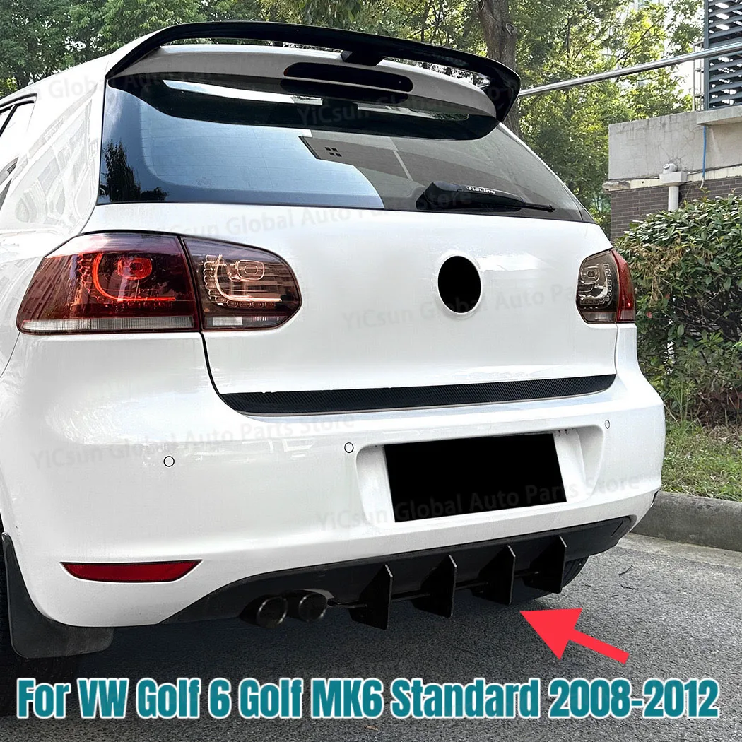 Rear Bumper Lip Splitter Car Rear Wind Blade Guard Cover Spoiler Diffuser Kit For VW Golf 6 Golf MK6 2008-2012 Standard Edition