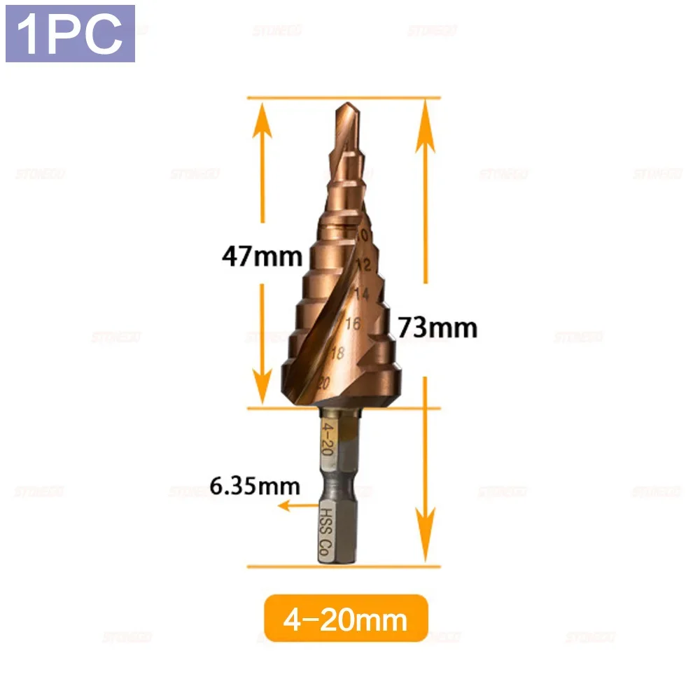 STONEGO HSS M35 Drill Bit for Stainless Steel High Speed Steel Double Spiral Step Drill 4-12mm/4-20mm/5-21mm/5-27mm/4-32mm