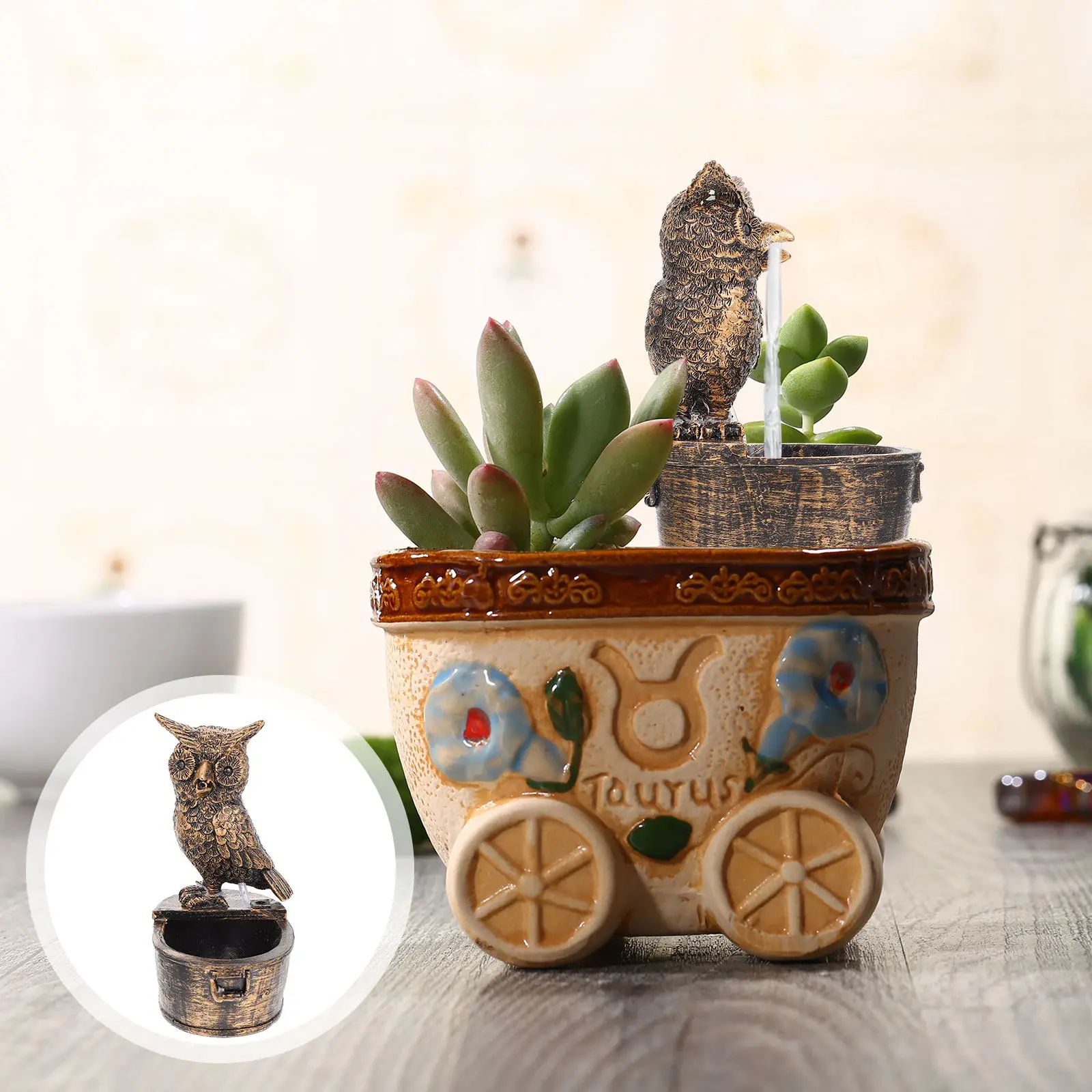 

Premium Owl Water Fountain Ornament for Outdoor Garden Courtyard Decoration Creative Running Water Layout Stress Relief Home