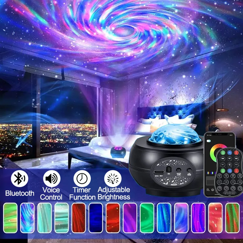 Smart Galaxy Projector Star LED Night Lights Bluetooth-Speaker Nebula Lamp KTV Bar Party Stage Light Gaming Room Bedroom Decor