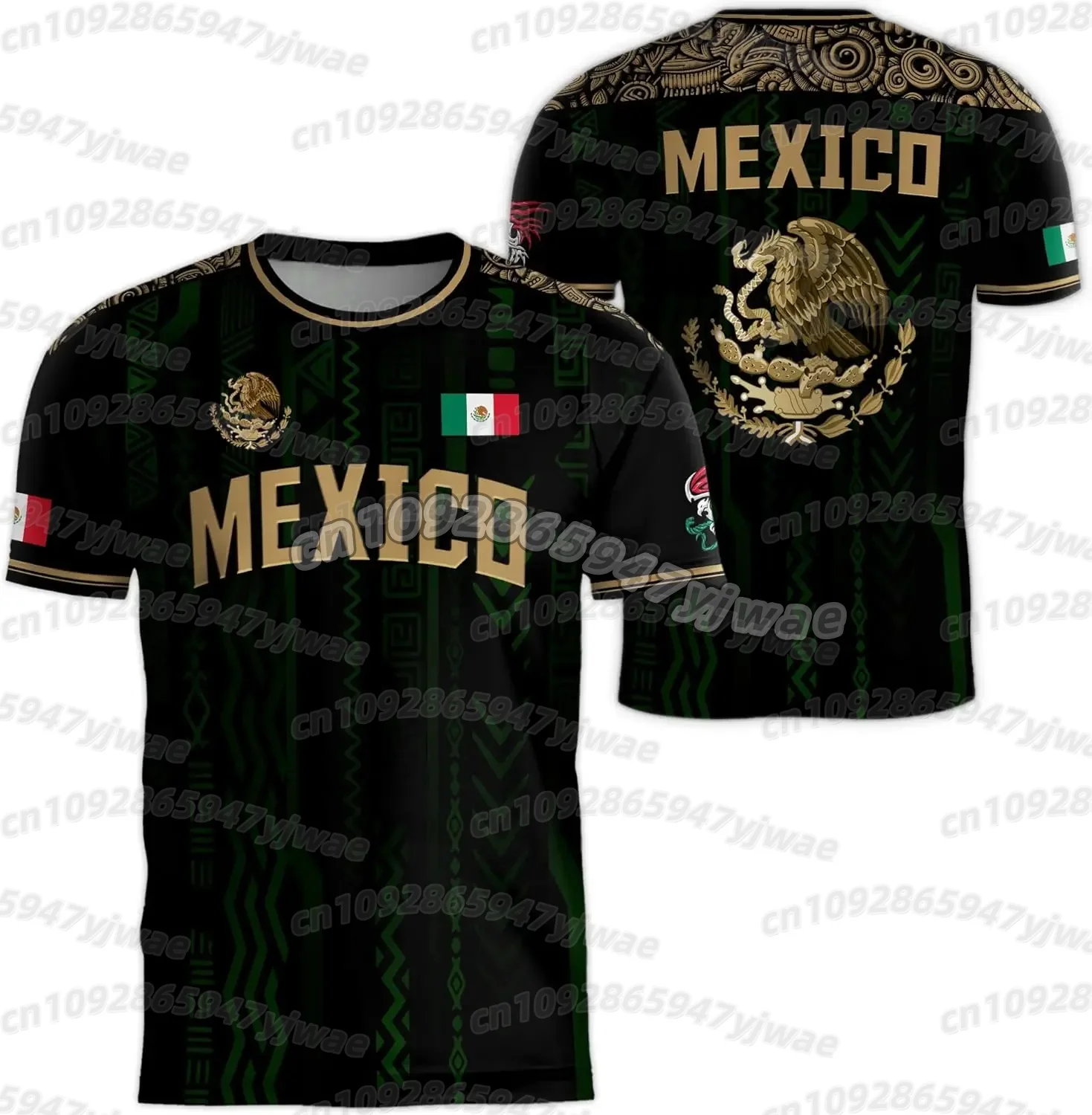 2026 Mexiko Nationalflaggen-Print Herren Damen Kurzarm T-Shirt 3D-Druck Tees Outdoor Fußballtrikot Sport Freizeit Herren Oberteile – Detail 11