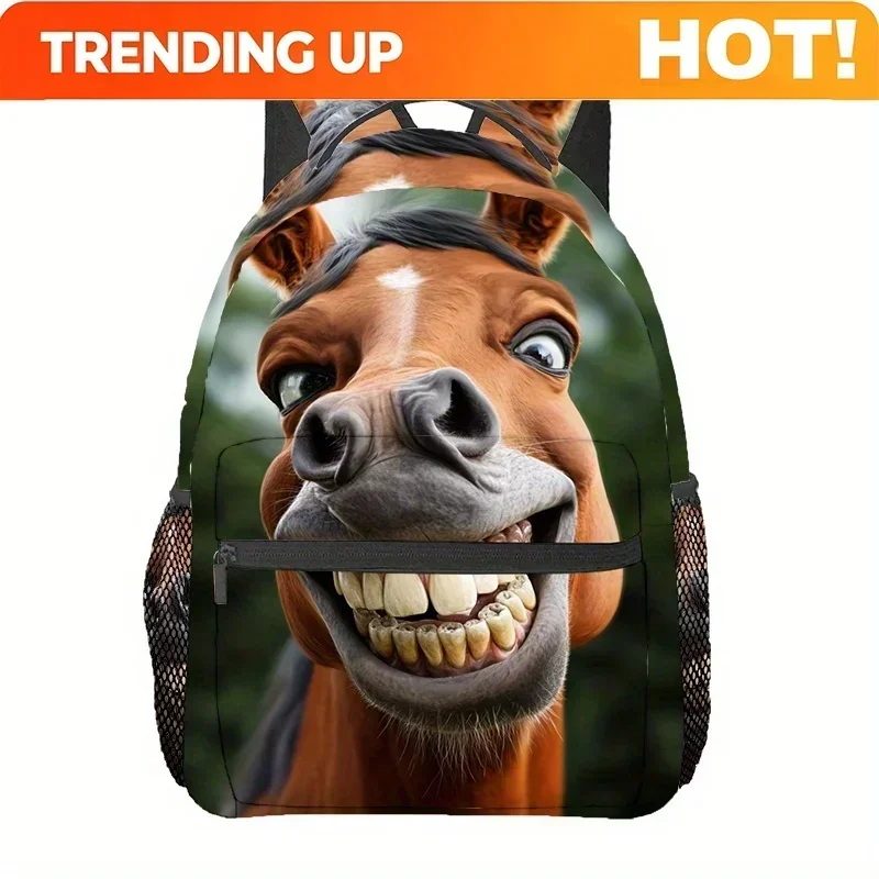 Custom Custom Comic Animals 3D Backpack - Large Capacity, Adjustable Shoulder Straps, Multiple Compartments, Durable Polyester
