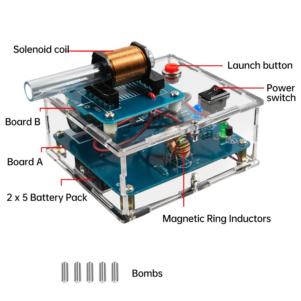 DC3V High-Voltage Electromagnetic Cannon DIY Kit Electronic Soldering Practice Components Suitable for Soldering Instruction Etc
