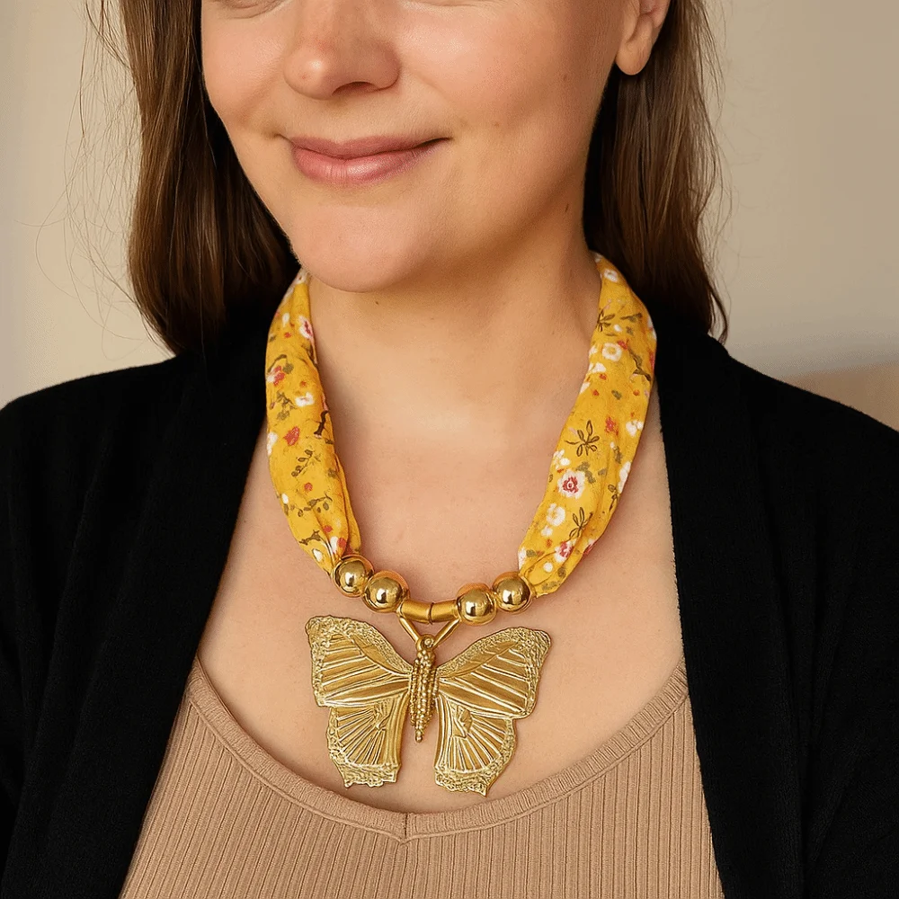 

Conch Cloth Wrap Scarf Chain Necklace Shell Pearl Beach Ocean Series Necklace Jewelry Accessories Ethnic Style Dopamine Necklace