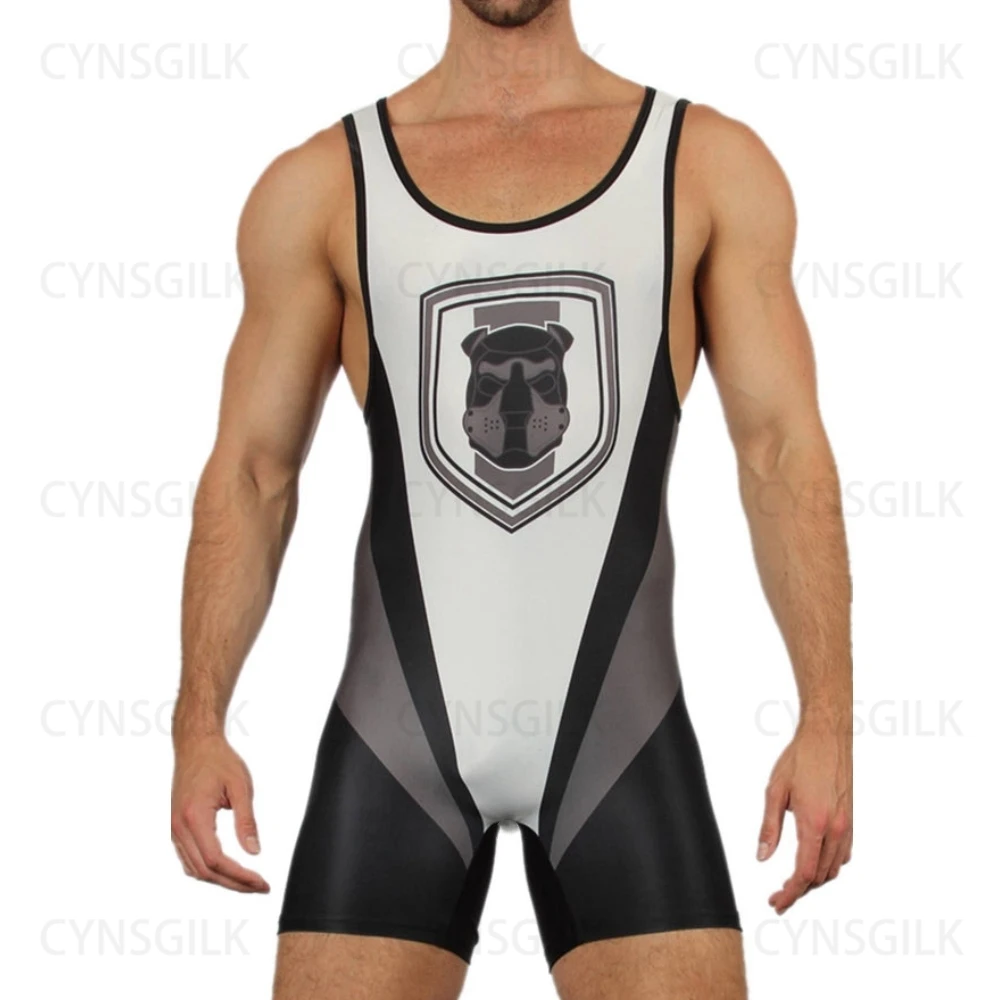 Wrestling Singlets Suit Men\'s One Piece PowerLifting Bodysuit Gym Sports Fitness Skinsuit Iron Sleeveless Weightlifting Clothes