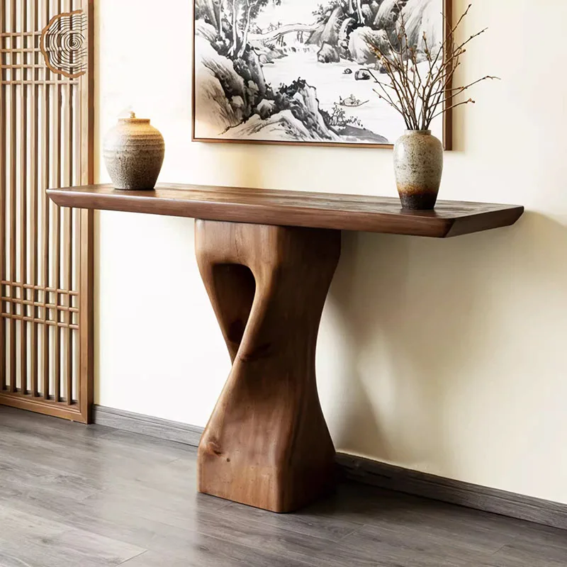 Vintage Narrow Entryway Table Creative Solid Wood Console Tables for Hallway Wall Leaner Desk Minimalist Corridor Sofa Table