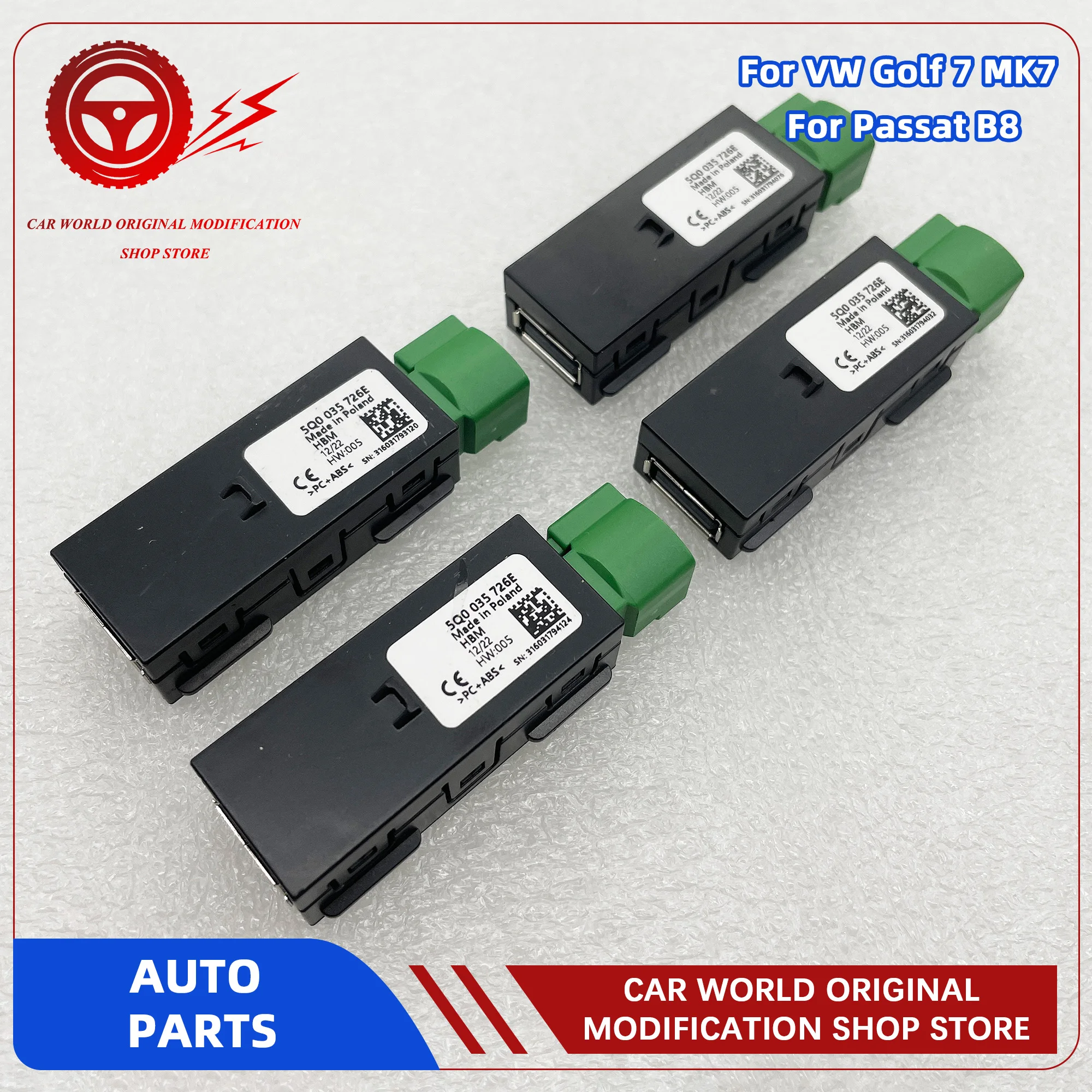 5Q0 035 726 E para VW Golf 7 MK7 para Passat B8 CarPlay medios USB AUX interruptor MIB2 MDI USB AMI adaptador enchufe 5Q 0035726 E