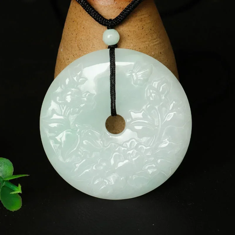 

Burmese Jade Flower Pendant Jadeite Men White Necklaces Pendants Stone Man Jewelry Energy Amulet Natural Choker Necklace