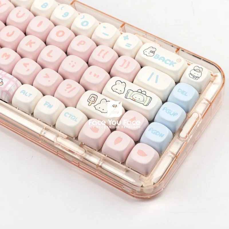 Imagem -05 - Tampa Chave de Coelho Açúcar Pbt Moa Perfil 139 Teclas Conjunto Teclado Mecânico de Sublimação Térmica de Tiro Duplo para Personalização