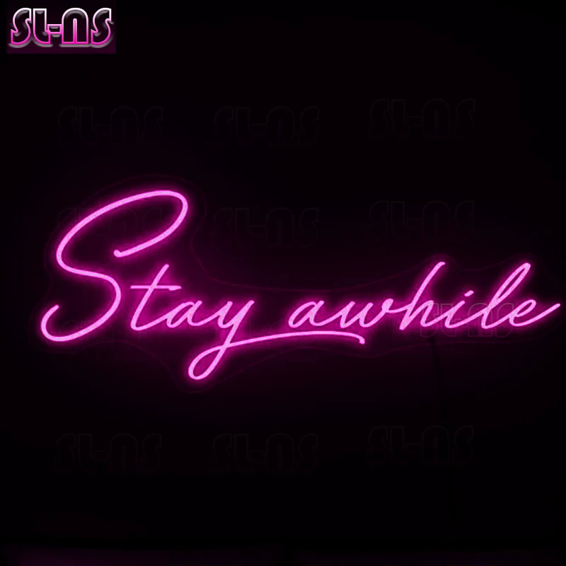 Stay Awhile Neon Sign For Bedroom Home Decoration Led Neon Light