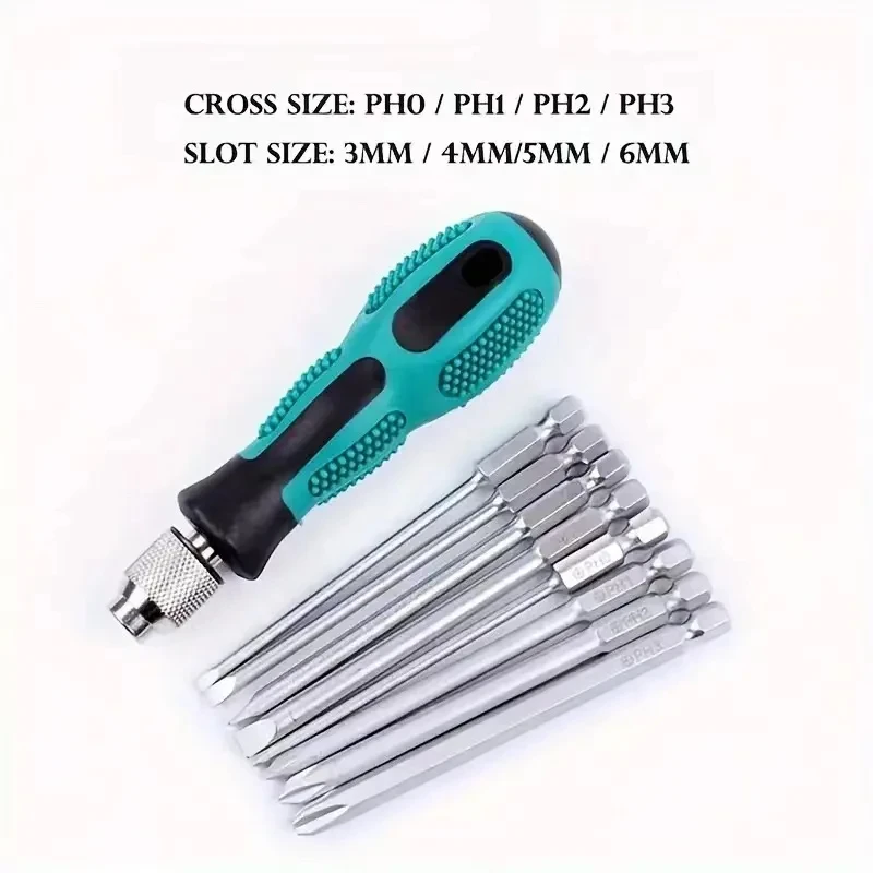 9Pcs/set Precision Screwdriver Set 1/4"/6.35mm Slotted Bits With Magnetic Multitool Home Appliances Repair Hand Tools