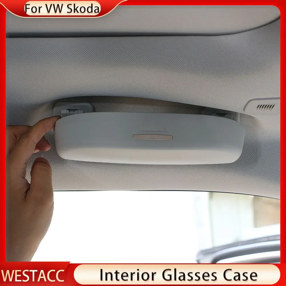 ABS Car Glasses Case Sunglasses Holder for VW Touareg 2018 - 2021 for Skoda Karoq Kodiaq Sunglasses Storage Box Accessories