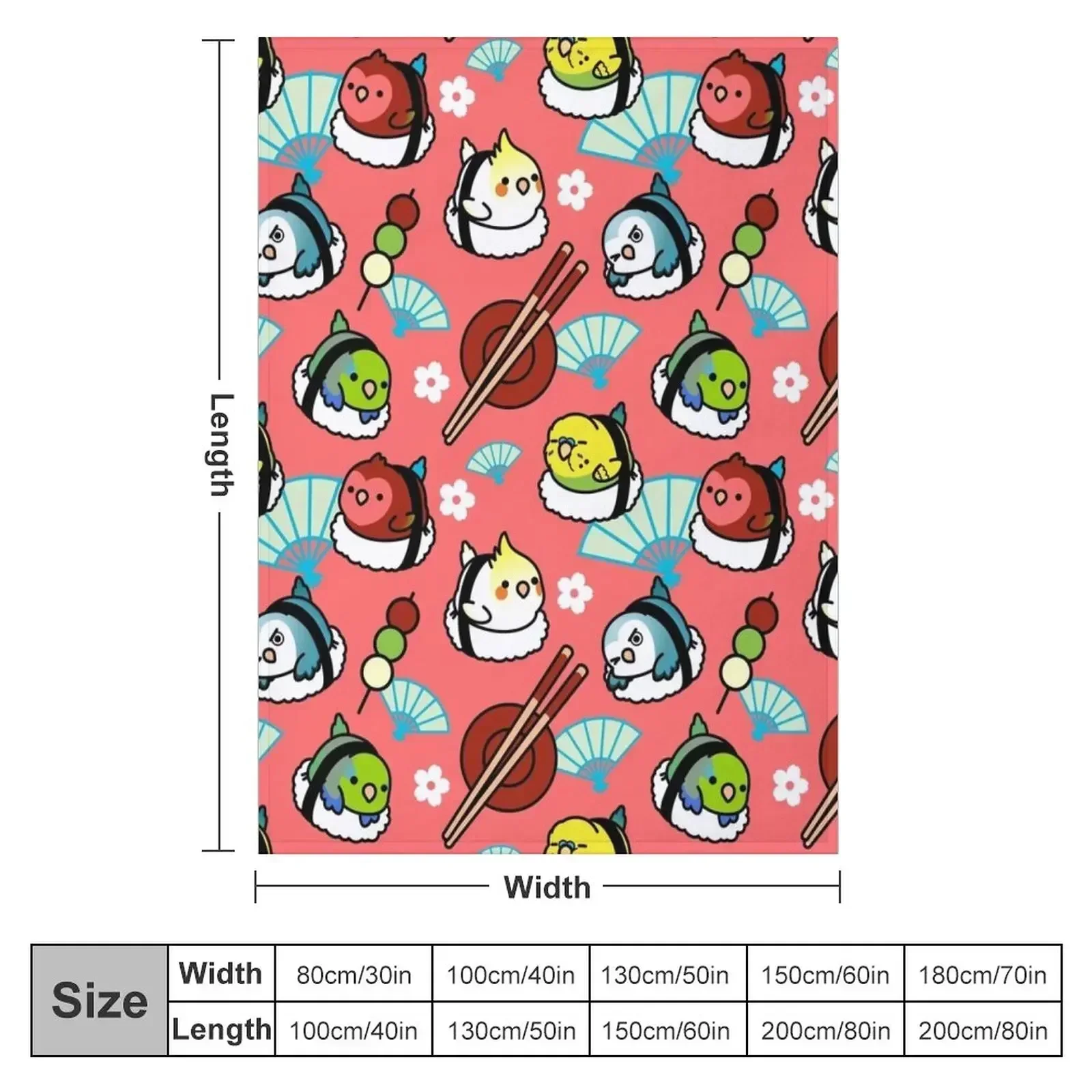 Sushi Time with Cody the Lovebird & Friends Throw Blanket Soft Big Multi-Purpose Blankets