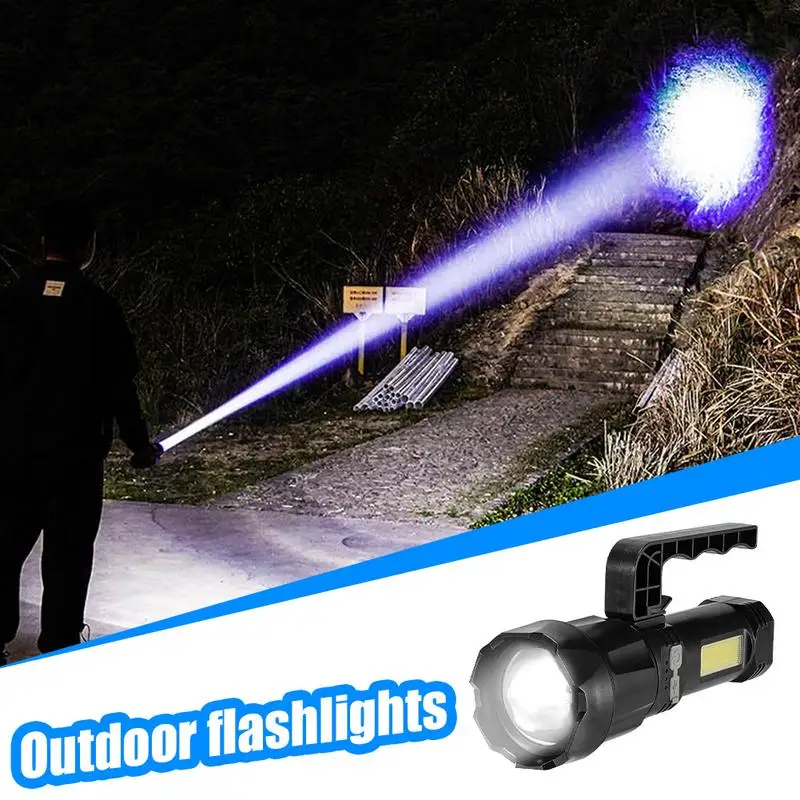 

Strong Light Flashlight USB Rechargeable Handheld Telescopic Zoom Work Flashlight Rechargeable Detachable Handle Outdoor