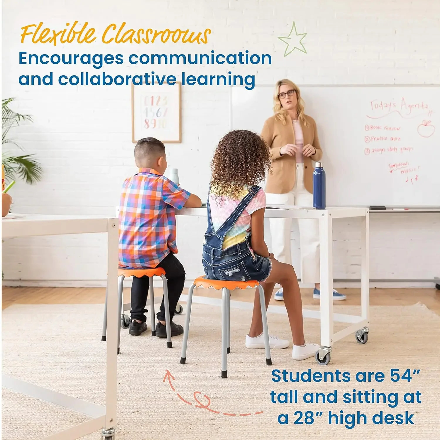 Daisy Stackable Stool Set, Flexible Seating, Orange, 8-Piece