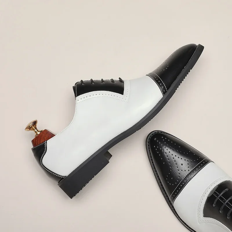 New Brogue Shoes for Men Dress Shoes Lace-up Pointed Toe Business Formal Shoes Men Size 38-46
