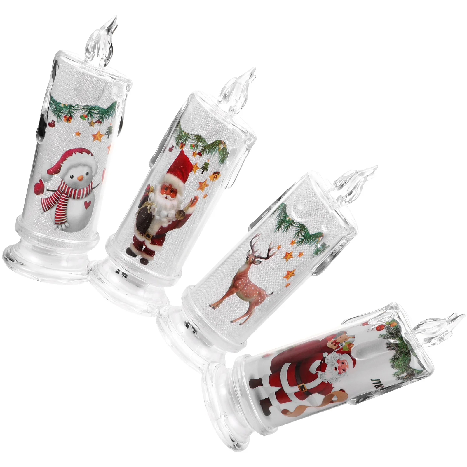4 Uds decoración navideña LED lágrima electrónica Santa Claus muñeco de nieve Base 4 piezas decoraciones velas interiores luces decorativas