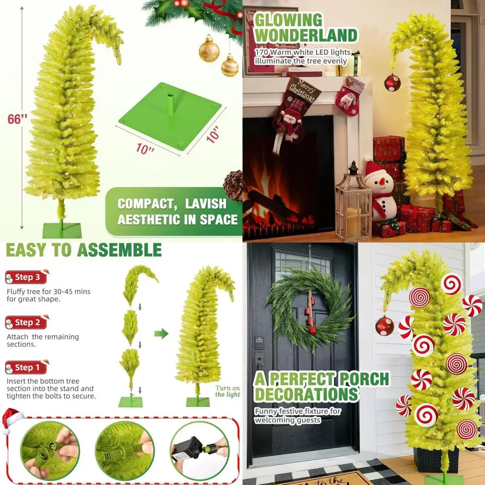 

Bendable Whimsical Christmas Tree with 170 Lights, 460 Tips, 8 Flashing Modes - Ideal for Indoor/Outdoor and Porch Decorations