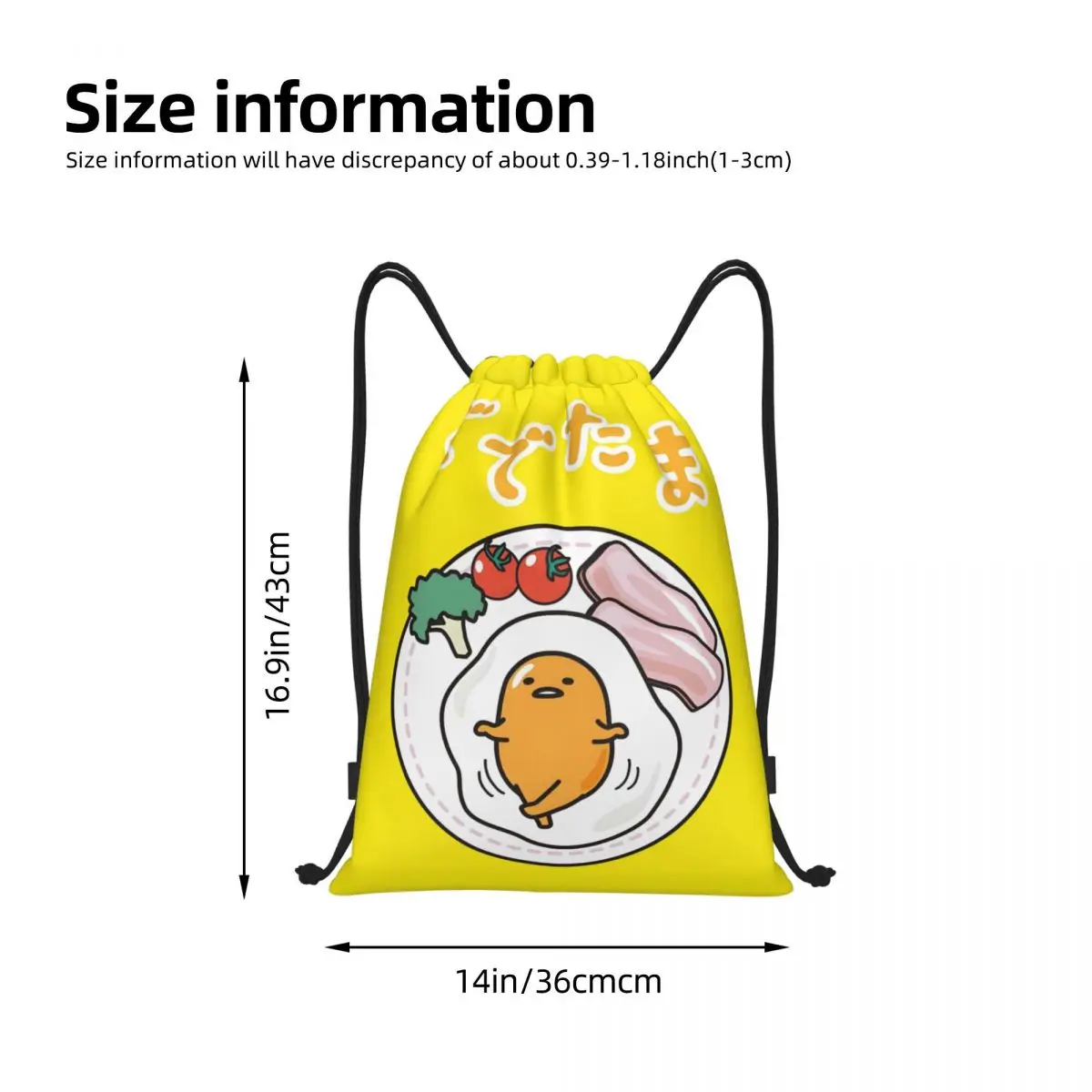 مخصص الكرتون Gudetama أنيمي الرباط حقيبة الرجال النساء خفيفة الوزن الرياضة الصالة الرياضية تخزين الظهر #4