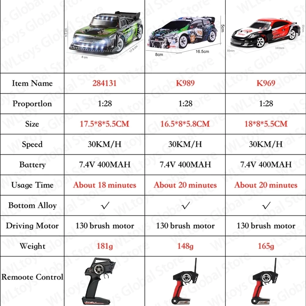 WLtoys K969 Upgrade Metal Drift Car Reinforce Hub Steering Cup 30Km/H 4WD Mosquito Racing RC 1/28 LCD Remote Control