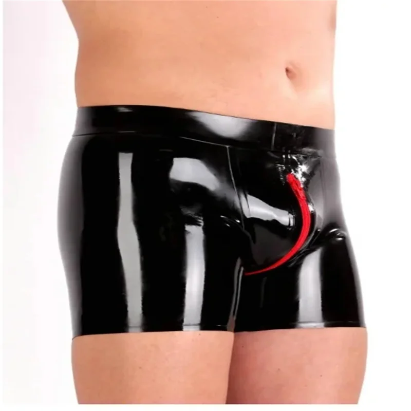 

Latex Sexy Men Underwear with Zipper Rubber Panties Wet Look Underpants Fetish Male Shorts Pants Handmade Boxer