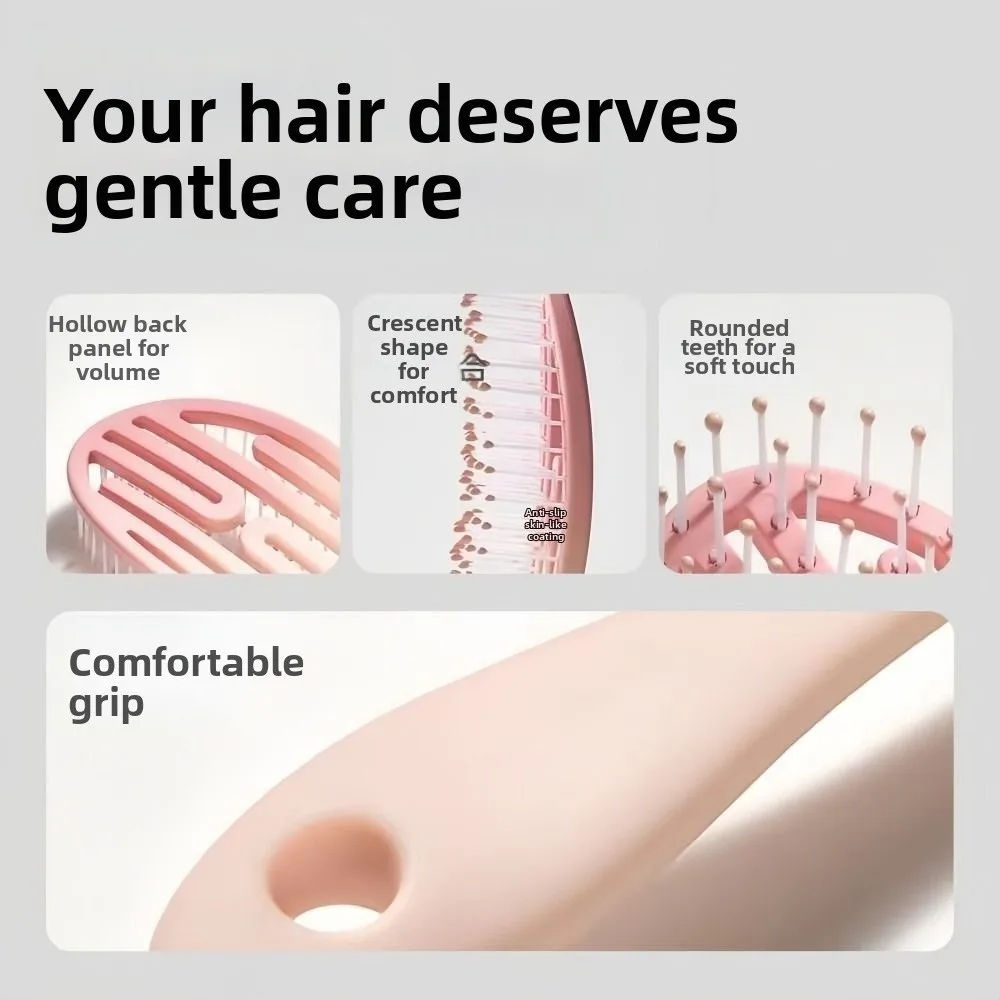 Stylish Gradient Color Hollow Airbag Massage Comb Oval Shape Portable Styling Comb Meridian Comb Scalp Massage