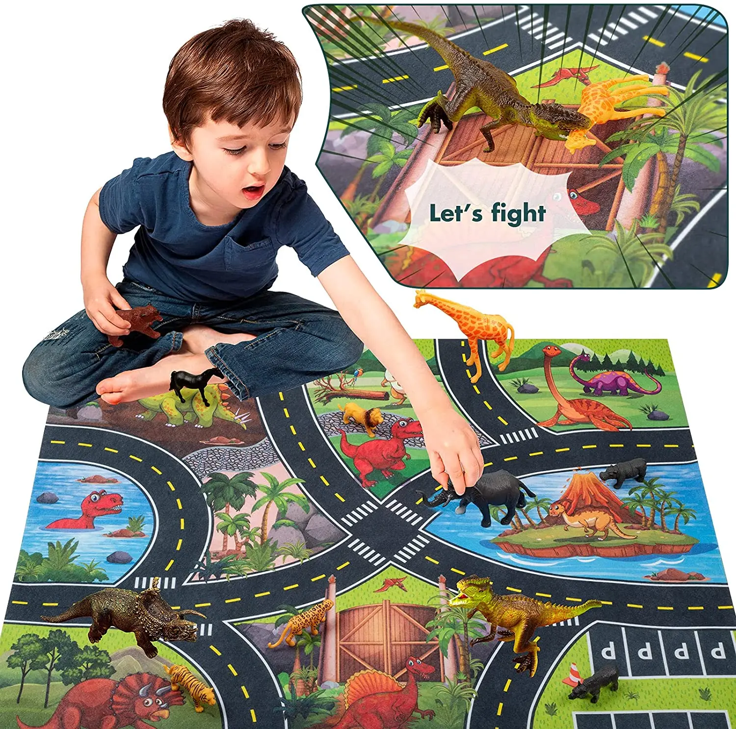 Dilophosaurus Toy, Dinosaur Toy with Moveable Mouth, Cool Plastic Dinosaur Animal Figures, Birthday Cake Toppers, Party Favors