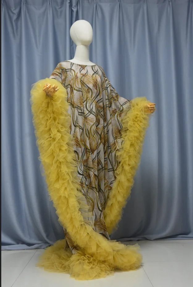 

chiffon skirt tulle pleated edge bat skirt Beauty Pageant, Fashion Stage Party prom dress drag queen cloak