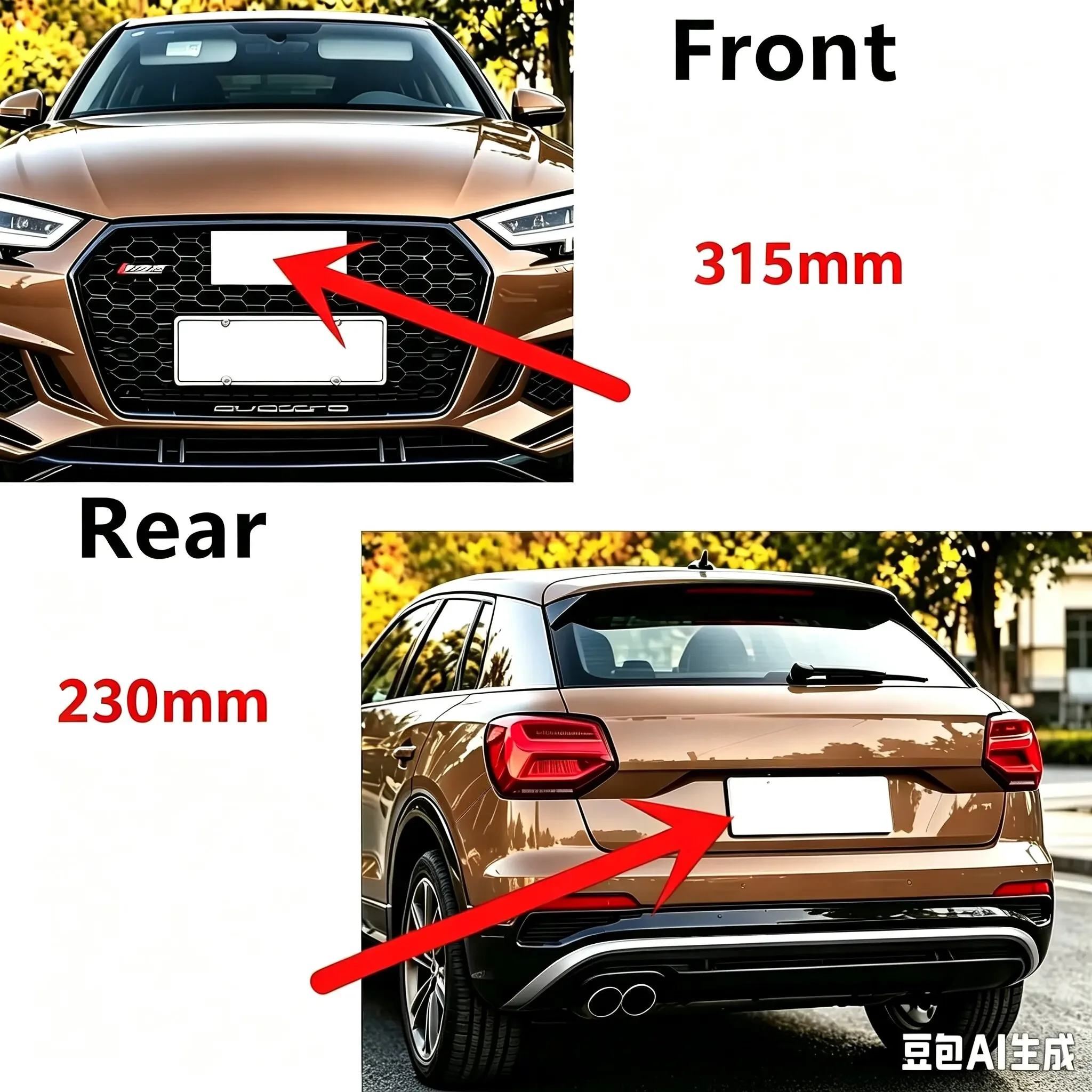 Overlap 4 Ring logo ABS Silver/Black Car Hood Front Bonnet Grill Rear Trunk Emblem Badge Sticker For Audi Q7 2016-2023