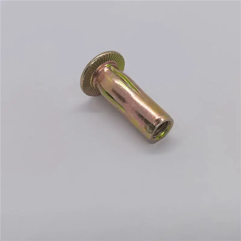 DT17 100Pcs M8 Rivet for Nut Pre-Bulbed Shank Carbon Steel Color Zinc Plated Flat Head Threaded Insert for Nut for Sheet Metal