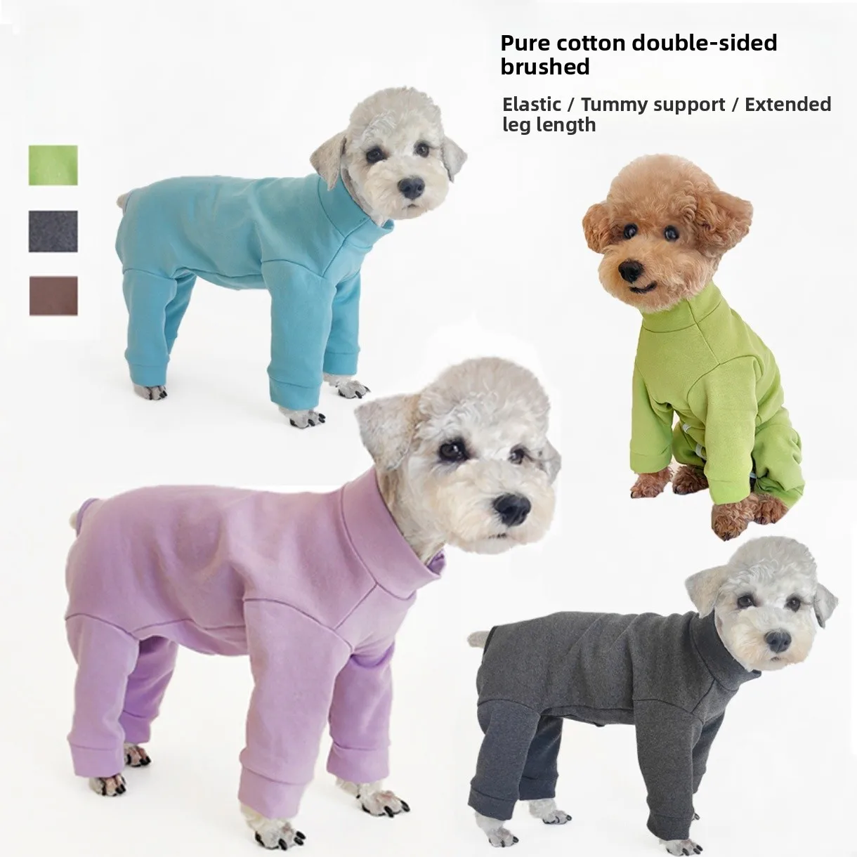 

Pure Cotton High Collar Long Leg Four Legs Dog Sweater Teddy Schnauzer Bot Covering Warm Breathable Easy Wa Pet Clothes