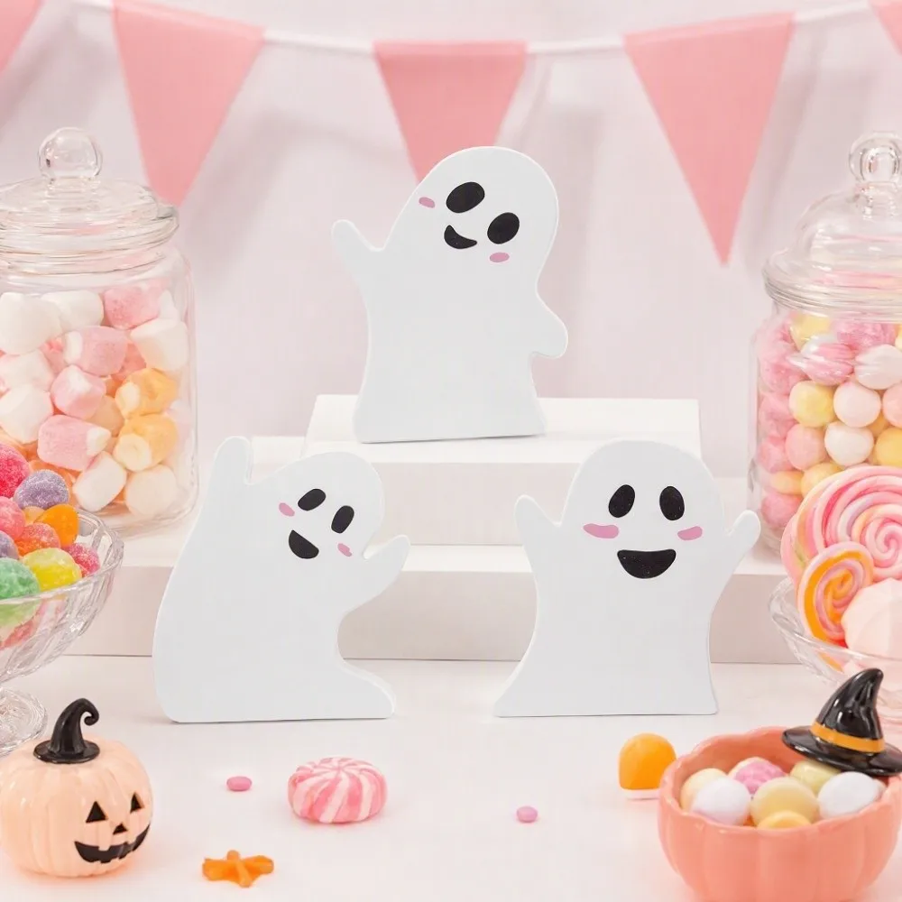 3PCS 3D PVC Halloween Ghost Ornament Creative Ghost Expression Car Interior Ornament Cartoon Funny