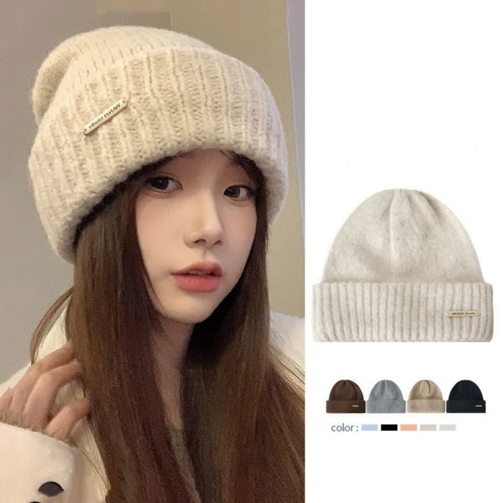 Russia Autumn Winter Thickening Keeping Warm Knitted Hat Unisex Fashion Commuting Loose Brimless Beanie Outdoor Prevent Wind