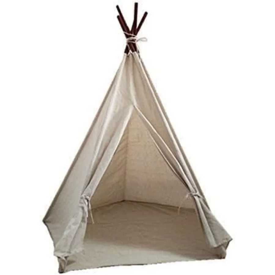

Tent Adult 5 Poles Design Portable Cotton-Linen Tent with Drawstring Bag Outdoor Play Tent Camping Tent (Light Brown Color