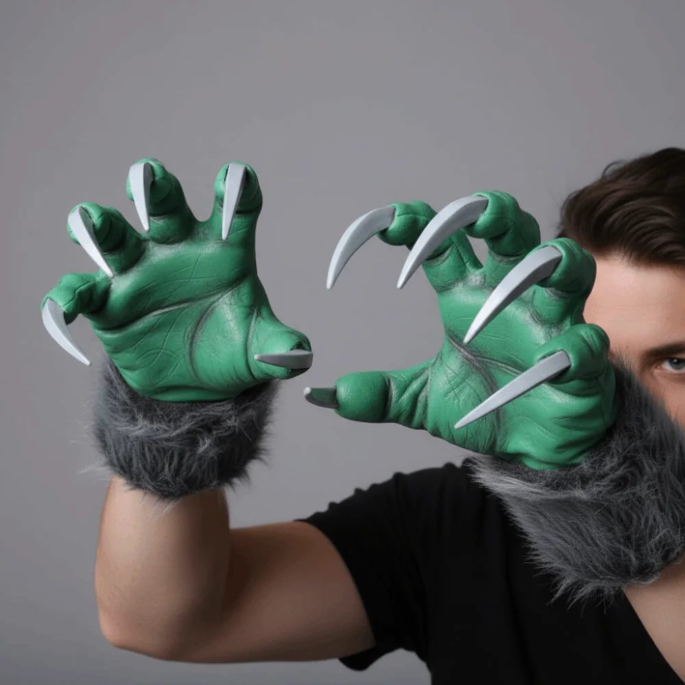 Costume Accessories Creepy Halloween Gloves Latex Realistic Werewolf Hands Flexible Long-nailed Cosplay Mittens Performance