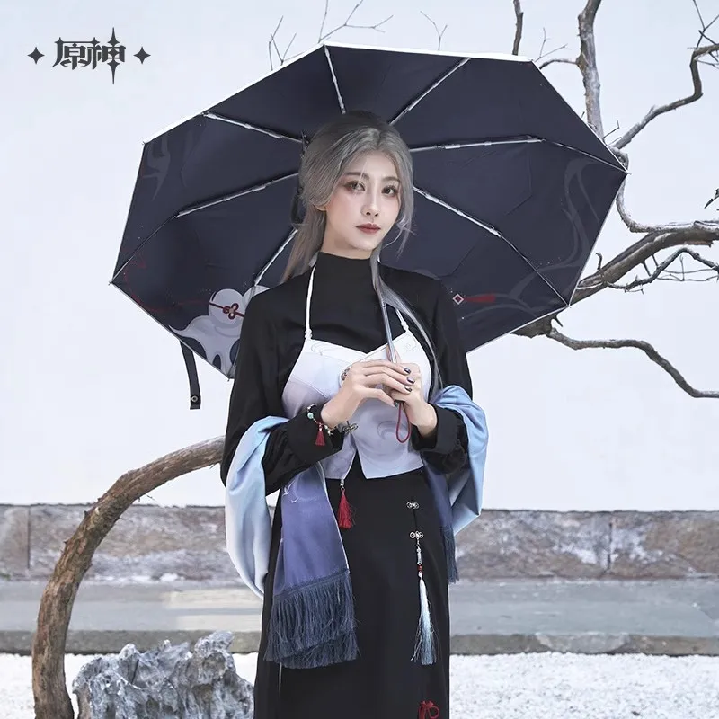 MiHoYo الرسمية Genshin تأثير Shenhe المظلة Shenhe موضوع مظلة قابلة للطي ملحق الديكور تأثيري Doujin هدايا الهالوين