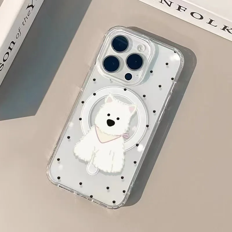 West Highland White Terrier Magnetic Acrylic Phone Case For iPhone15Plus 14 16Pro 13 12 11Promax Cover Body Shell Protection