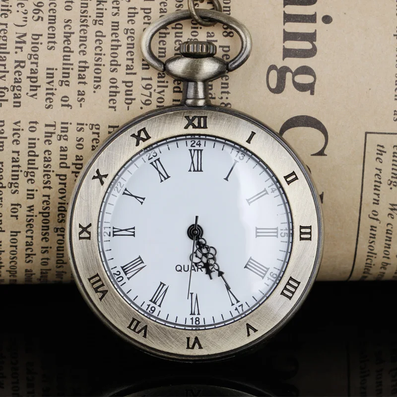 Large Vintage Roman Literal Transparent Quartz Pocket Watch Without Clamshell White Necklace Ladies Fashion Pendant Watch