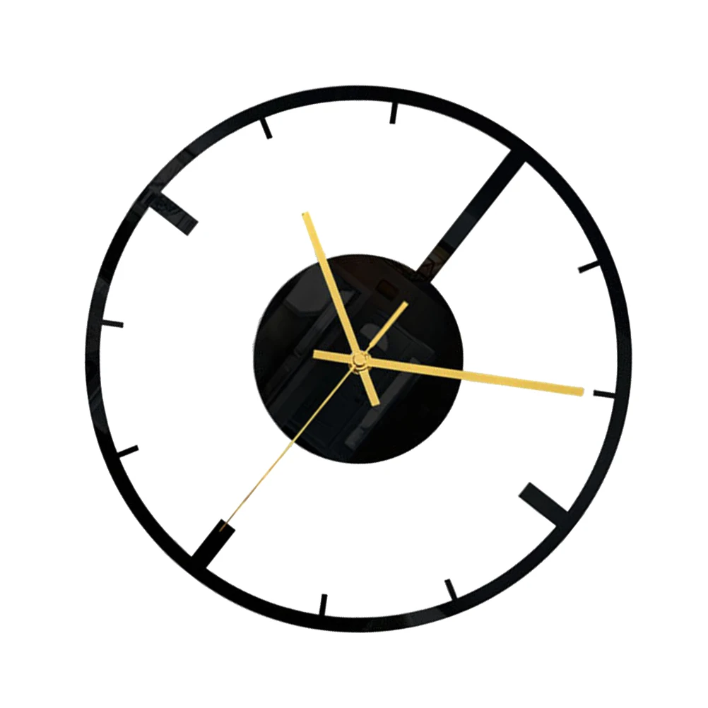 

3D Acrylic Wall Clock Black Silent Round Mute Hanging Clock Decor For Home Office Hotel Lightweight Unique Digital