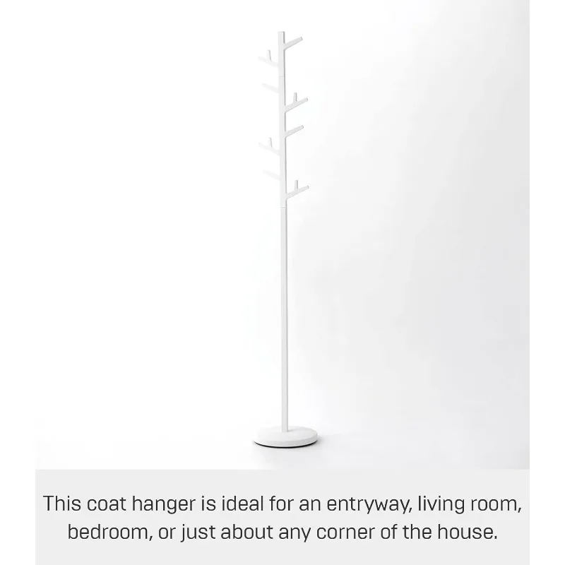 Home Coat Rack Tree/Standing Coat and Hat Hanger Steel One Size White