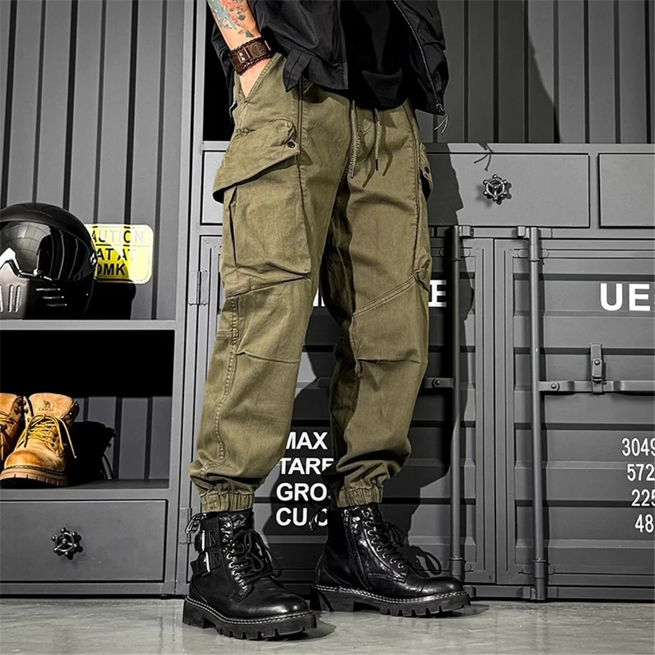 التكتيكية الأسود ركض السراويل الرجال الشارع الشهير الهيب هوب الشرير بناطيل كاجوال الرجال جيوب متعددة فضفاض البضائع الكاحل طول بانت