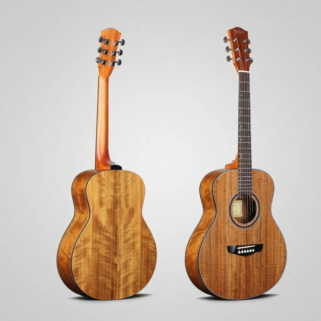 6 String Acoustic Guitar Natural Brown Wood Grain Glossy Finish Chrome Tuners White Bridge Pins Slim Neck Dot Inlay Non Cutaway