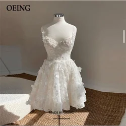 OEING Fairy Bow Spaghetti Strapes Lace Appliques Wedding Prom Gowns Charming Evening Dresses Classic Night Party Dress