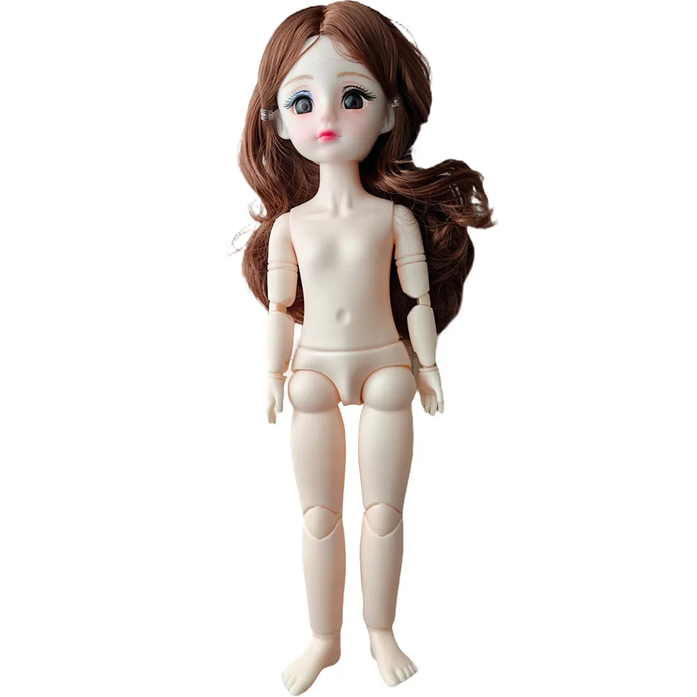 Sexy Face Gaze Desire Eyes 30cm Nude Doll Girl Body 1/6 with Head Brown Golden Long Hair BJD Doll 23 Movable Joints Gift Toys