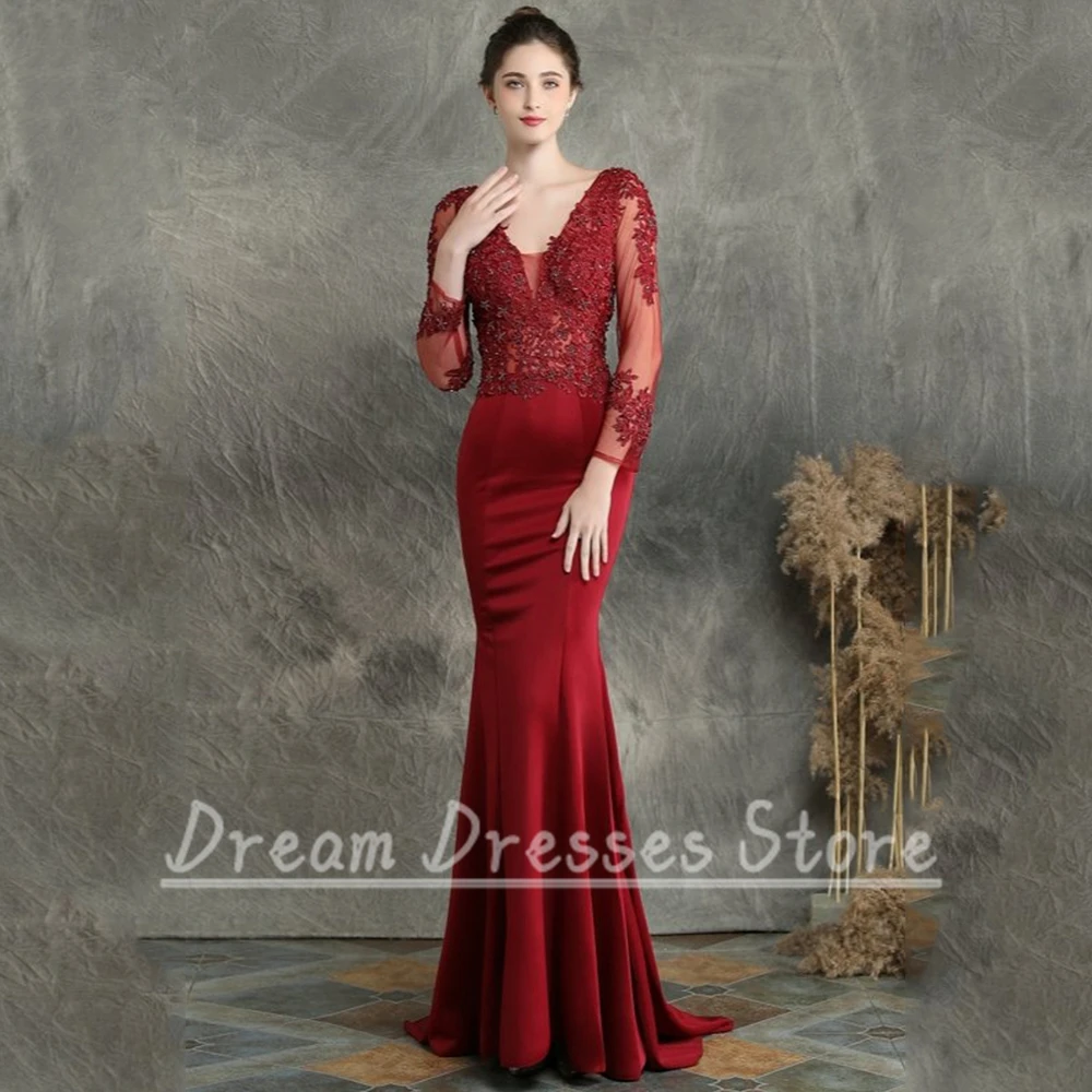 Klassisches schwarzes Kleid für die Brautmutter mit Applikationen, elegantes V-Ausschnitt, maßgeschneidertes Meerjungfrau-Perlenkleid für Hochzeit, Party, Event, Gast