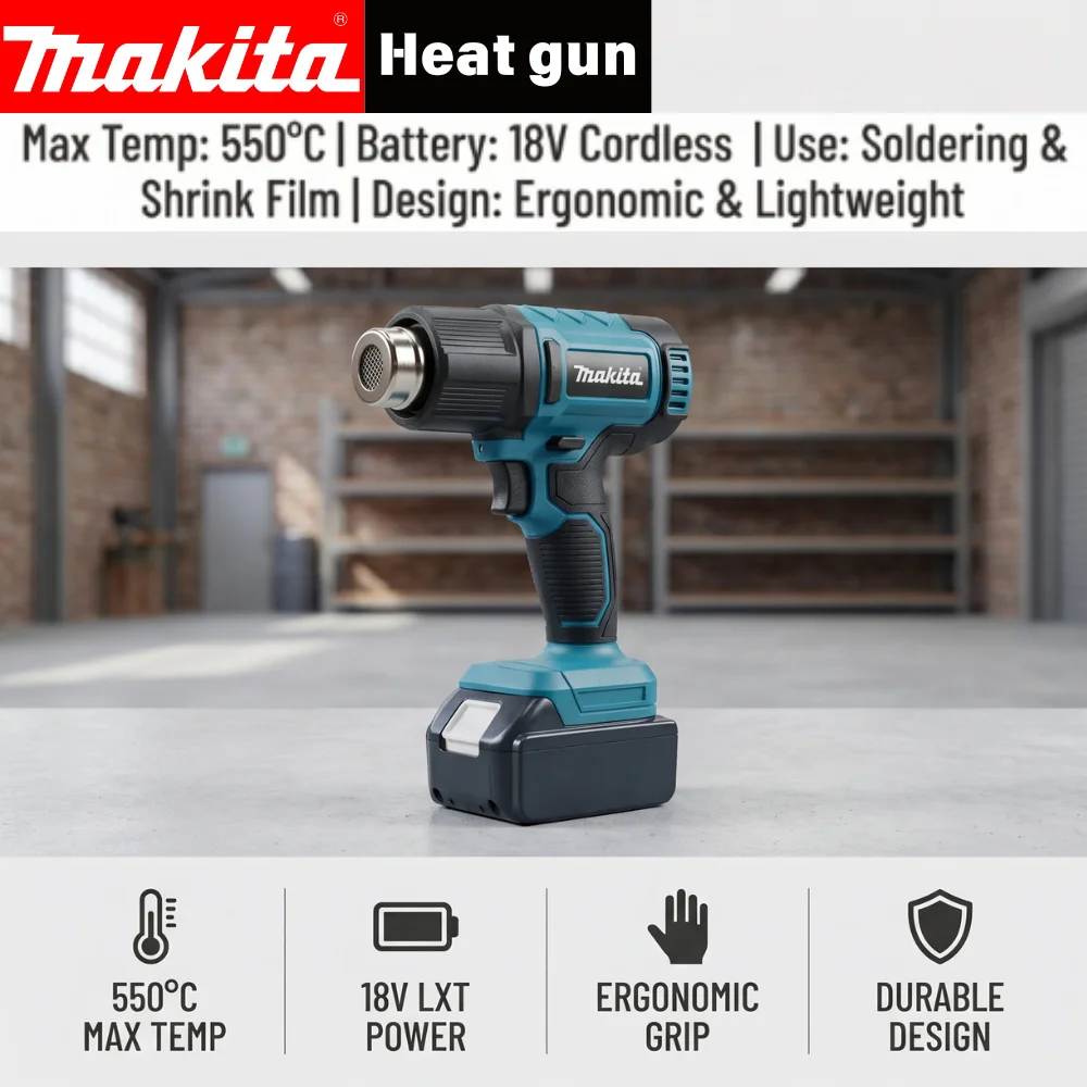 

Makita Industrial Gun Handheld Electric Heat Gun Temperatures Heat Gun Cordless Hot Air Adjustable MAKITA18V Battery